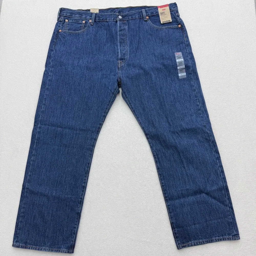 Levi's 501 Original Jeans Mens 44x30 Blue Straight Leg Button Fly 00501-0194